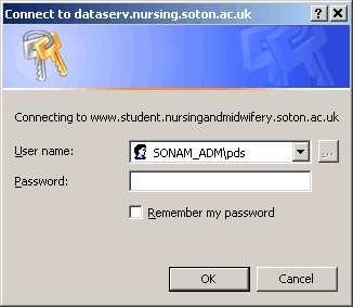 Windows Integrated Authentication dialog box